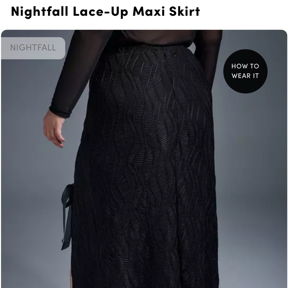 torrid Black Lace-Up Maxi Skirt with Front Slit Sz 2x (18-20) - Picture 4 of 6